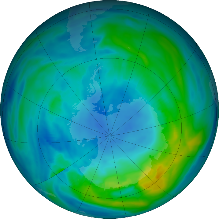 Antarctic ozone map for 30 April 2018